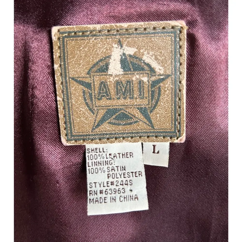 A.M.I. Women’s Size Large 100% Genuine Suede‎ Leather Coat Plum - Picture 7 of 7